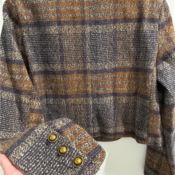 RIHOAS Brown and Blue Plaid Blazer NWT - Picture 3 of 4